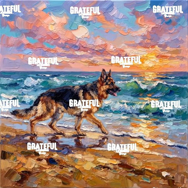Beach Day - Frolicking German Shepherd