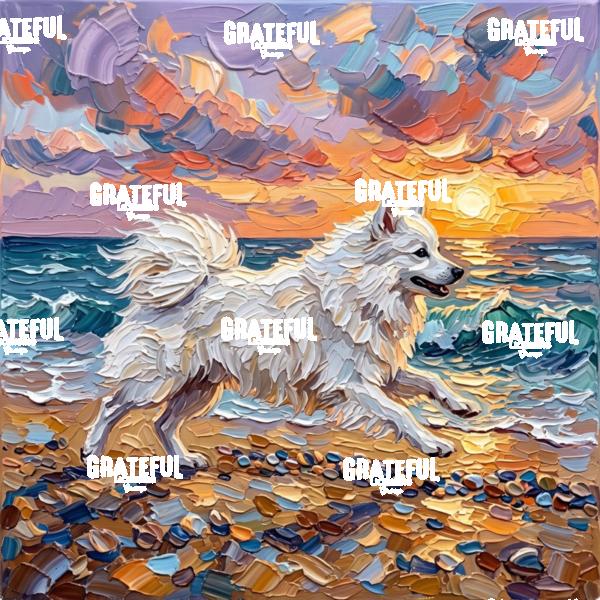 Beach Day - Japanese Spitz