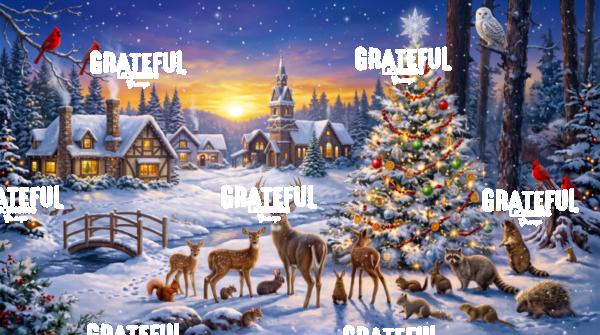 Animals Gather in Winter Town