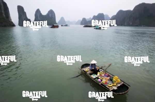 selling fruit in halong bay hanoi