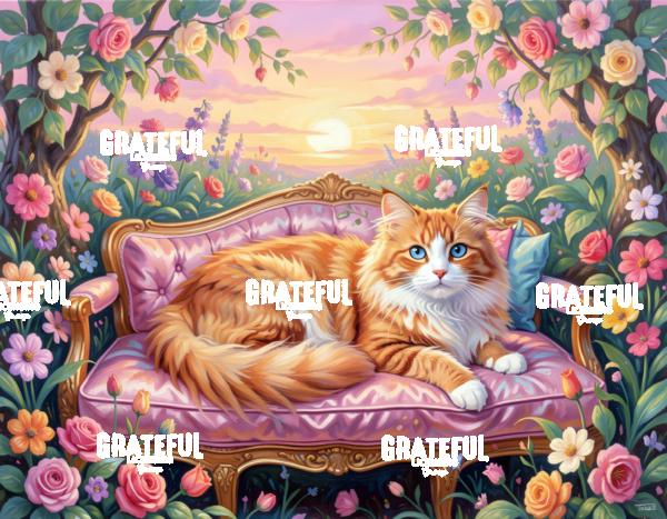 Cat On A Pink Couch