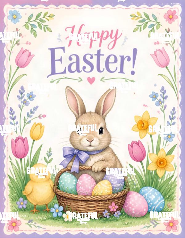 Easter Bunny With Tulips