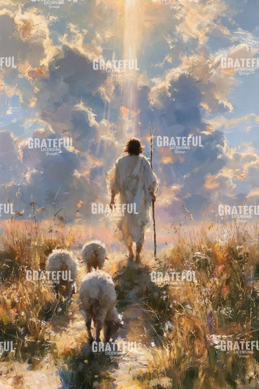 Shepherd Jesus Leads his Flock, Vertical
