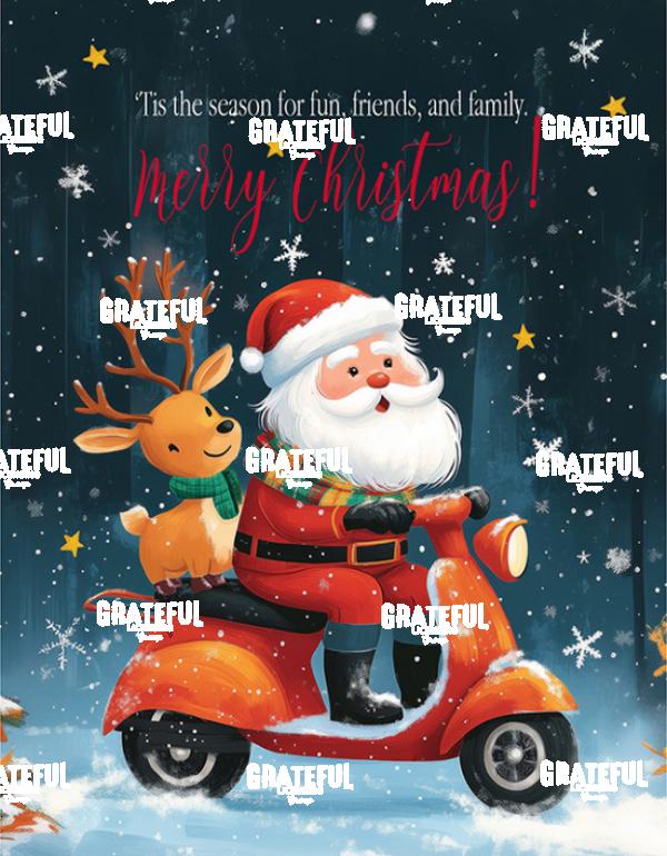 RT278PT4 Xmas Card Santa Scooter