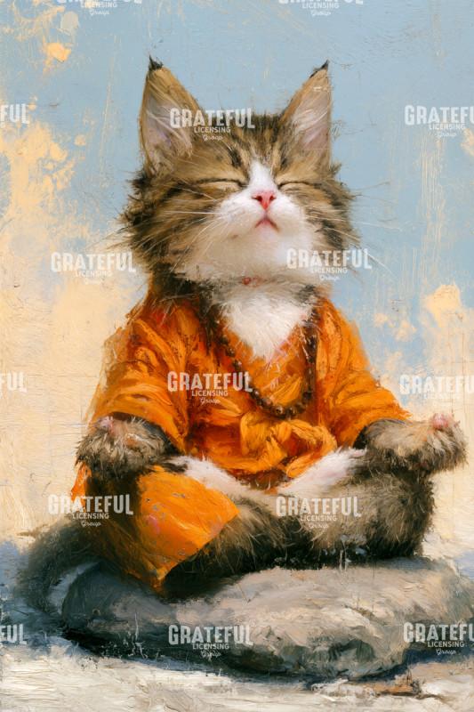 Buddhist Kitten on a Stone