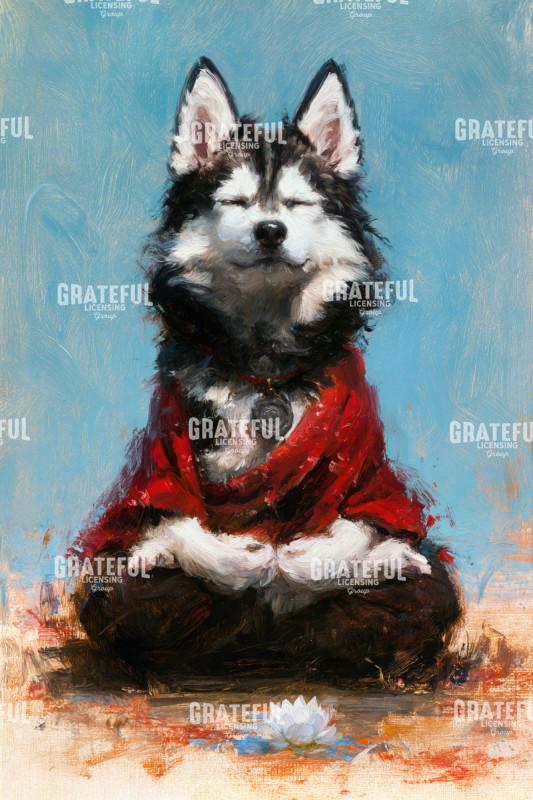 Husky with Lotus Flower