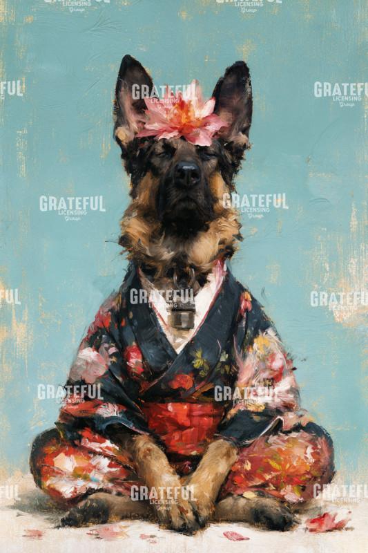 German Shepherd with Lotus Flower