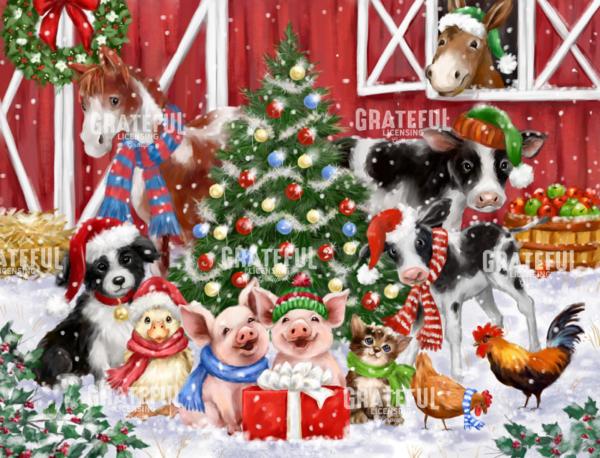 Christmas Farm Family
