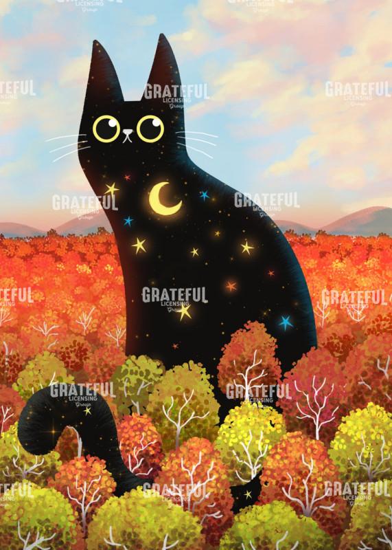 Black Cat with Stars