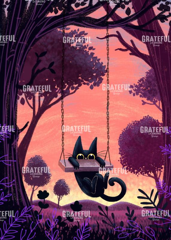 Cat on the Swing