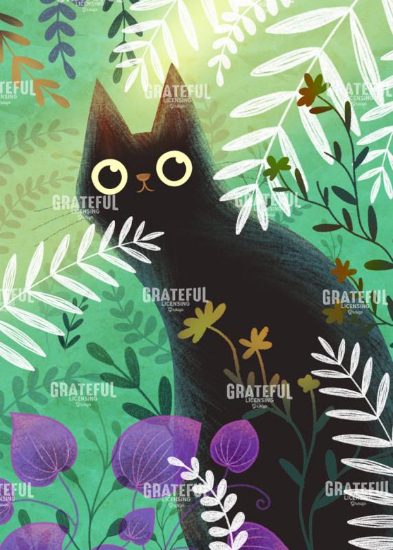 Black Cat in Vegetation