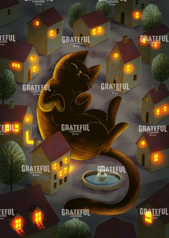 Giant Cat in the Village