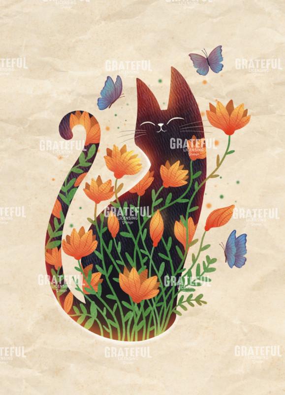 Cat in Flowers
