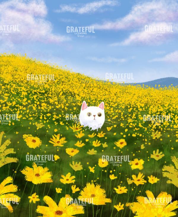 White Cat in Nature