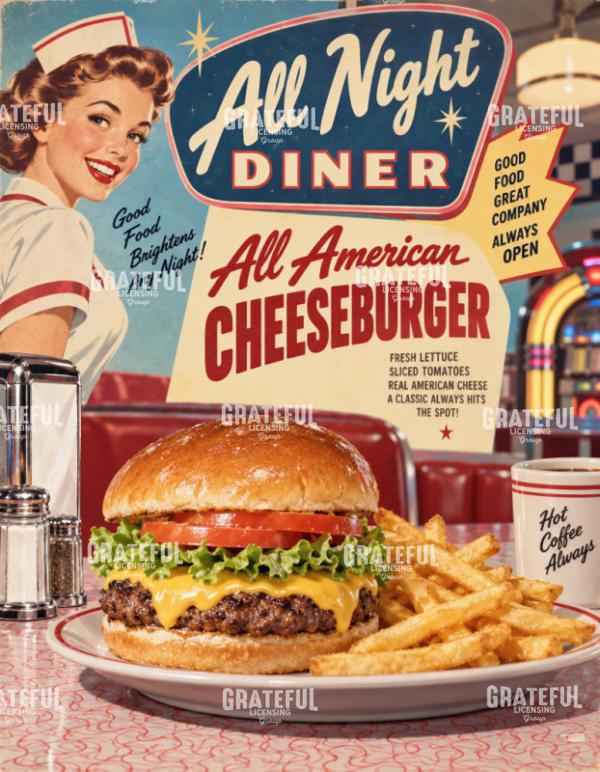 Vintage Cheeseburger Poster