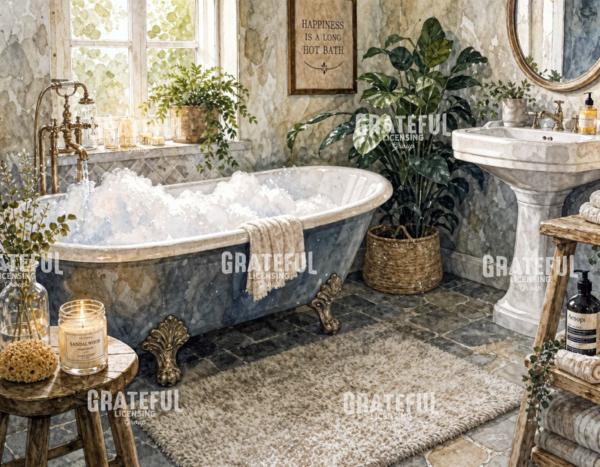 Watercolor Spa Bathroom