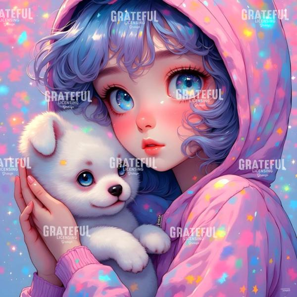 Anime Girl With Puppy