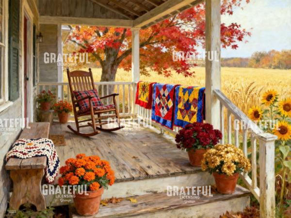 Autumn Porch With Rocking Chair