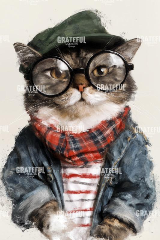 Hipster Cat in a Jean Jacket