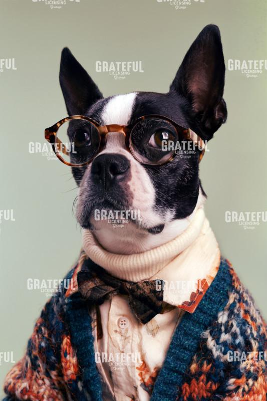 Hipster Dog with Dapper Bow Tie